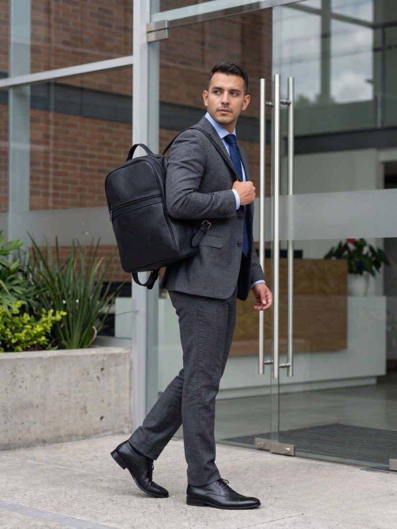 Morral Múnich negro llevado en la espalda